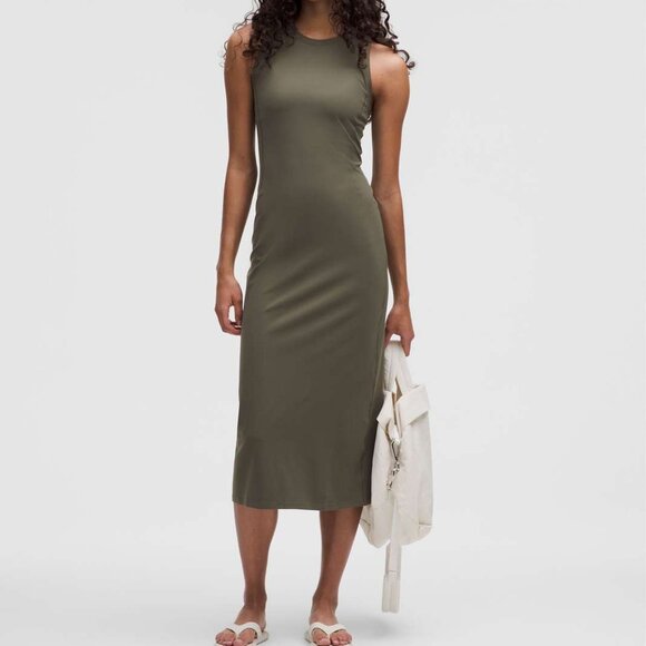 lululemon athletica Dresses & Skirts - NWOT Lululemon All Aligned Midi Dress, Sz 6, Army Green